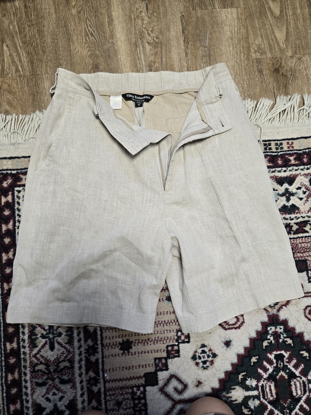 Tilley Endurables Vintage Beige Linen Shorts Men's Size 32 Made in Canada